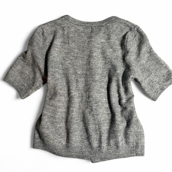 Gray Short Sleeve Button-Up Sweater - Picture 3 of 4